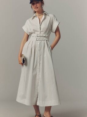 Anthropologie Exquise “The Tobie Double Buckle Shirt Dress”